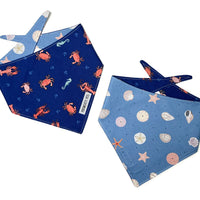 Crabs and seashells reversible bandana both sides