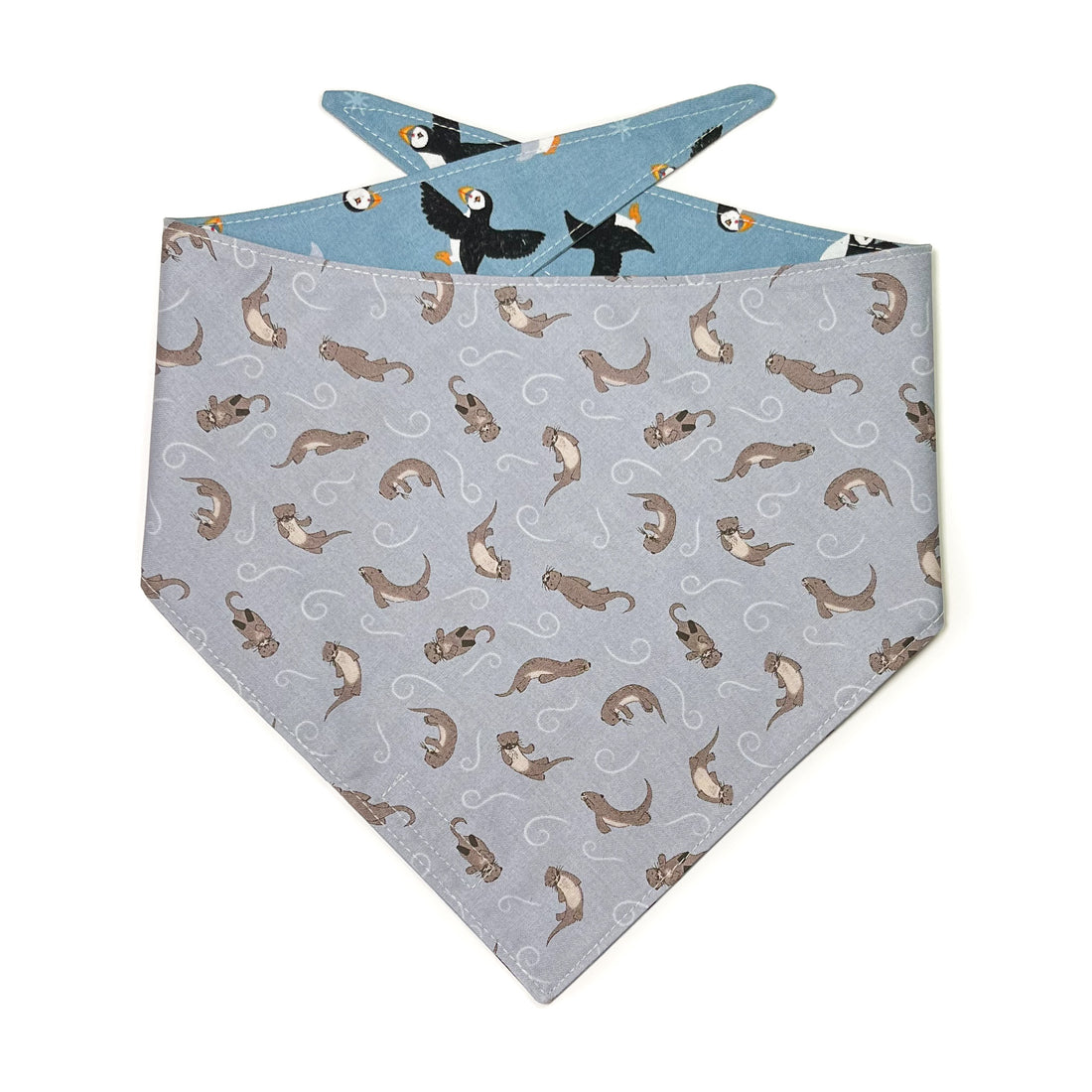 Puffins and otters reversible bandana back