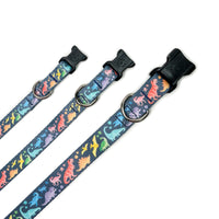 Rainbow dinosaurs dog collar 3 sizes