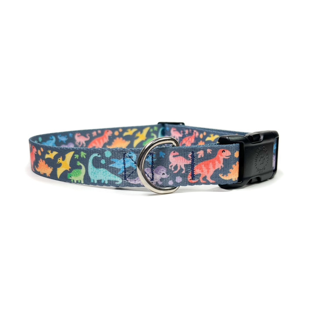 Rainbow dinosaurs dog collar