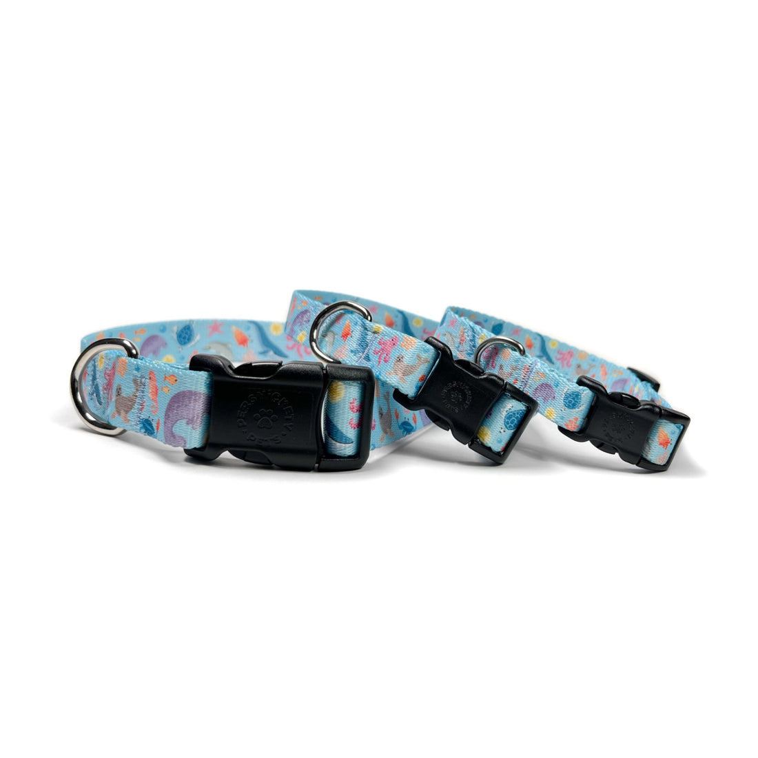 Sea creatures dog collar stacked