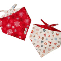 Snowflakes and holiday cookies reversible bandana both sides