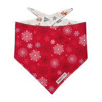 Snowflakes and holiday cookies reversible bandana front