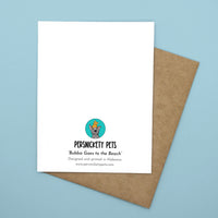 Persnickety Pets: Sun’s out, tum’s out notecard back