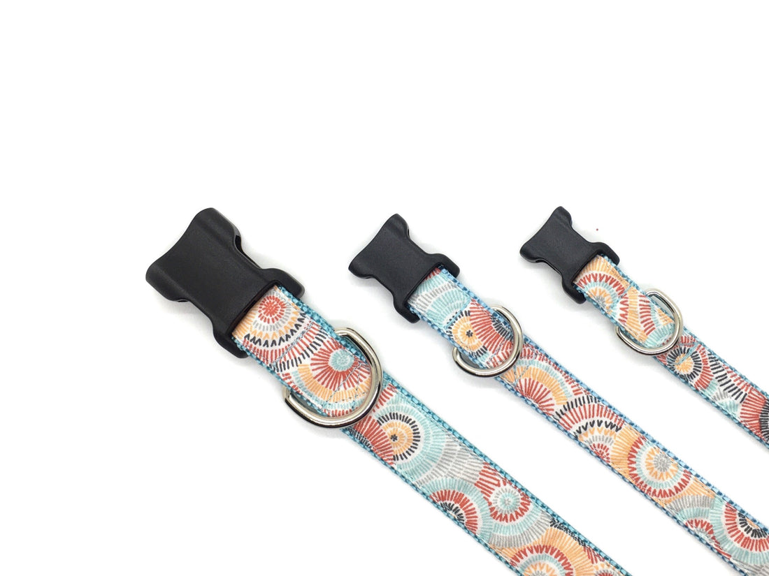 Persnickety Pets: Classic dog collar - sunburst on mist, 3 sizes