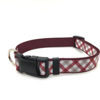 Persnickety Pets: team spirit crimson & white classic dog collar, single