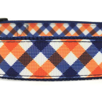 Persnickety Pets: team spirit navy & orange classic dog collar, detail