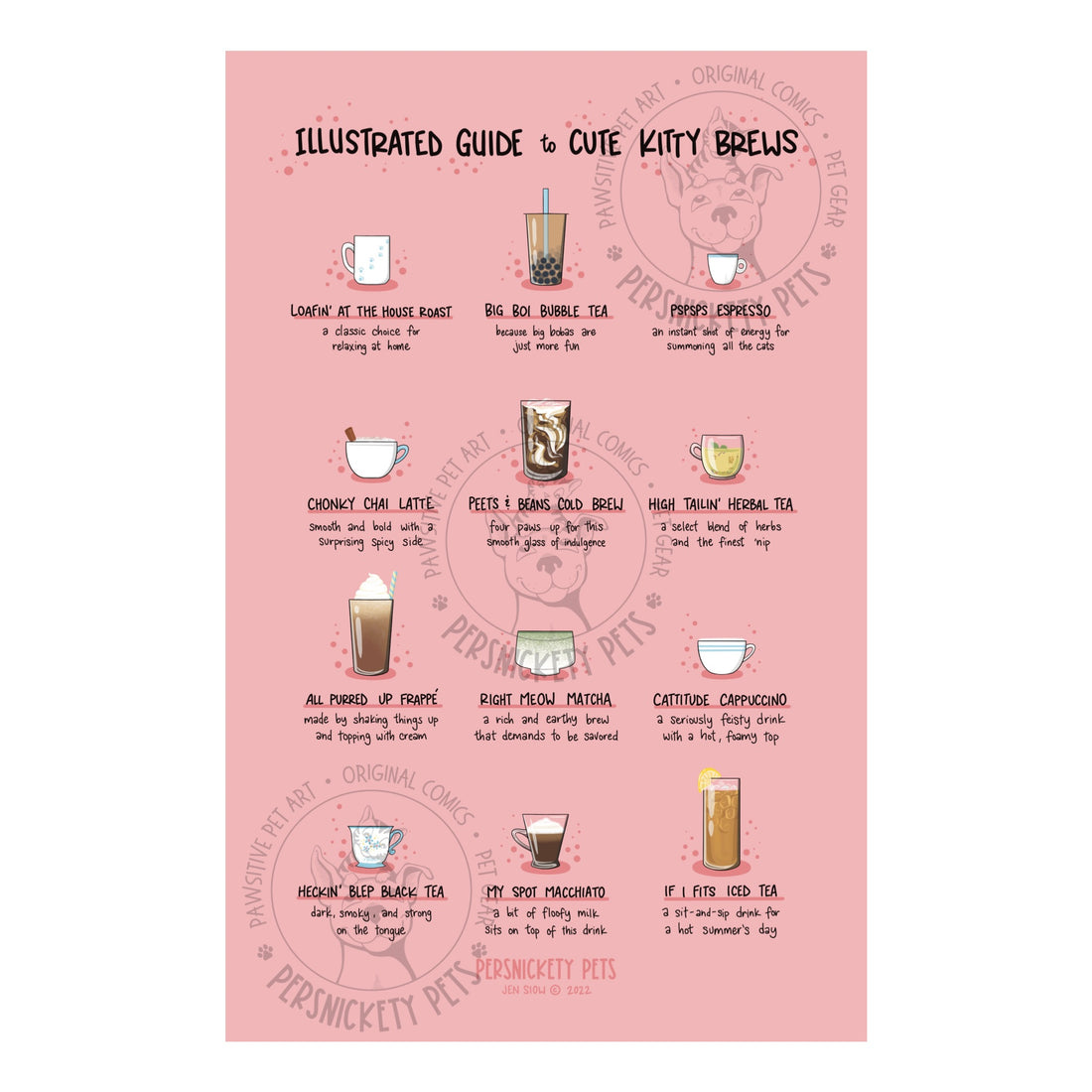 Persnickety Pets: Cute kitty brews 11x17 art print, poster