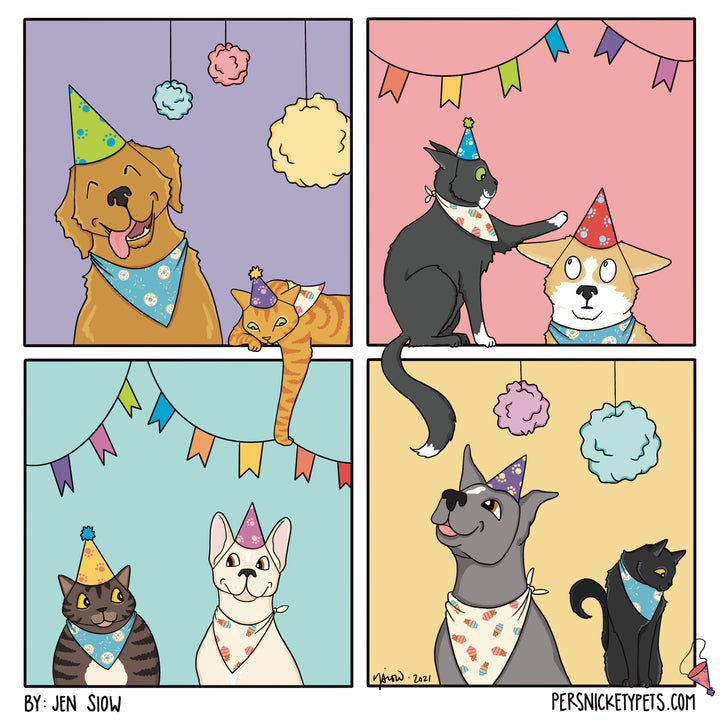 The Persnickety Pets comic by Jen Siow: “Pawty Time!”