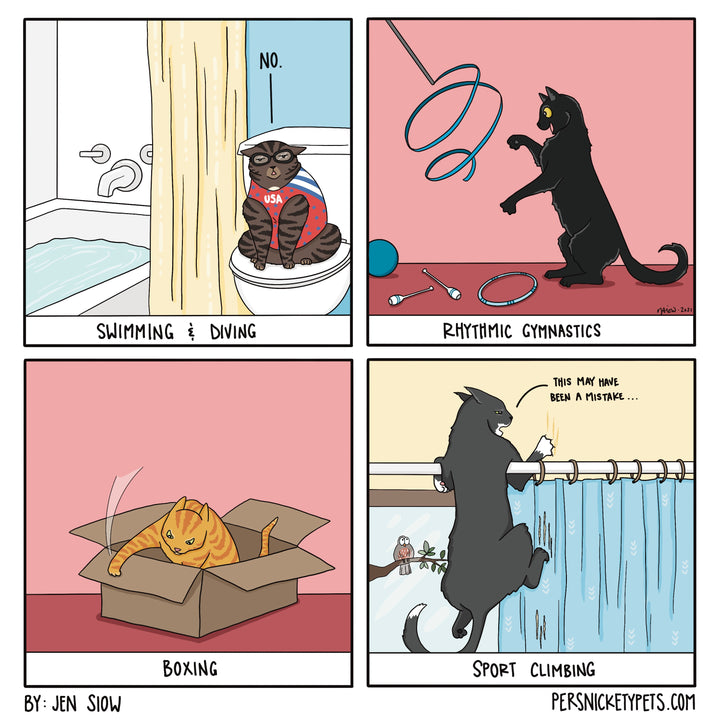 The Persnickety Pets comic by Jen Siow: “Champions!”