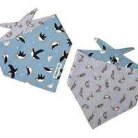 Puffins and otters reversible bandana both sides