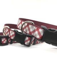 Persnickety Pets: team spirit crimson & white classic dog collar, stacked