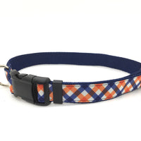 Persnickety Pets: team spirit navy & orange classic dog collar, single