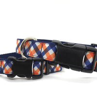 Persnickety Pets: team spirit navy & orange classic dog collar, stacked