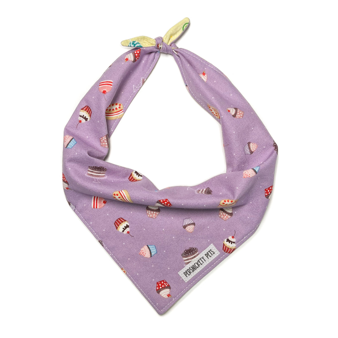 Persnickety Pets: Cupcakes and candy reversible bandana tied
