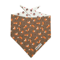 Persnickety Pets: foxes & hedgehogs fall bandana, front