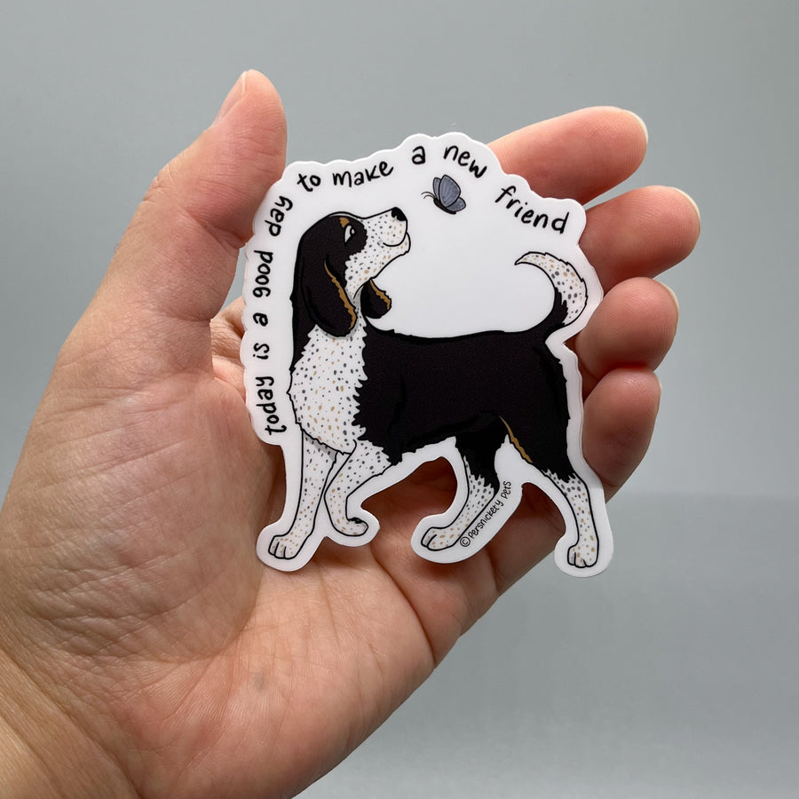 Persnickety Pets: Fig vinyl sticker in palm