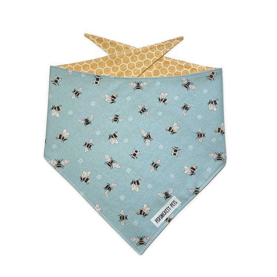 Persnickety Pets: Honey bees reversible bandana front