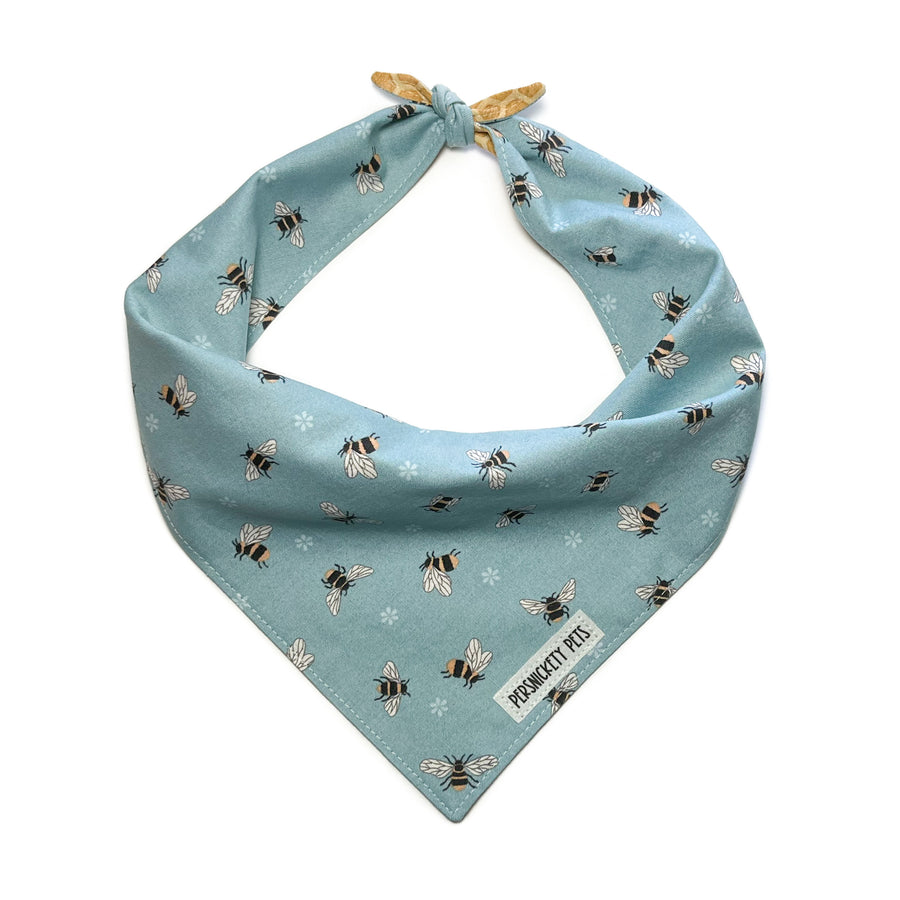 Persnickety Pets: Honey bees reversible bandana tied