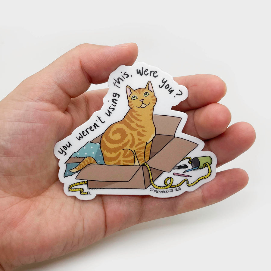Persnickety Pets: Marmalade vinyl sticker in hand