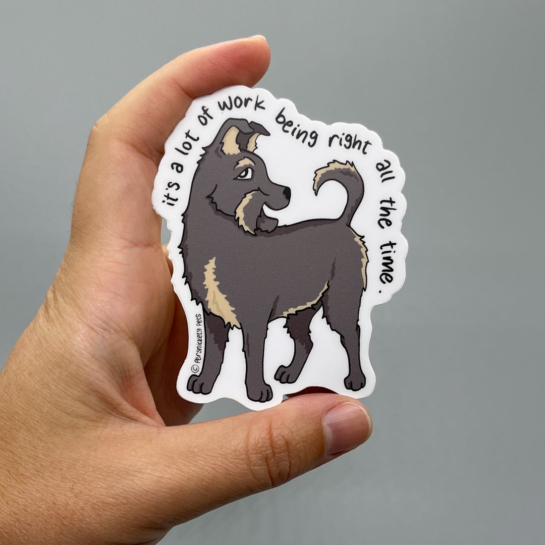 Persnickety Pets: Nugget vinyl sticker in hand