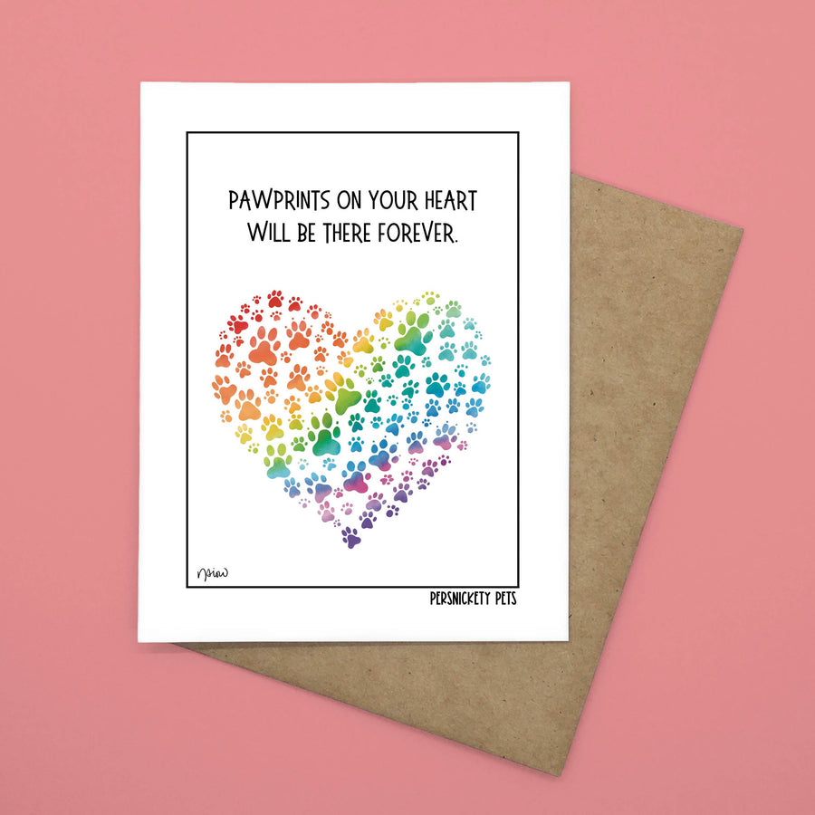 Persnickety Pets: Pawprints on your heart notecard front