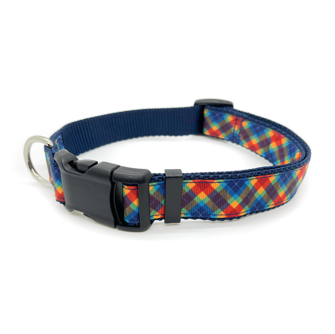 Persnickety Pets: Rainbow plaid dog collar