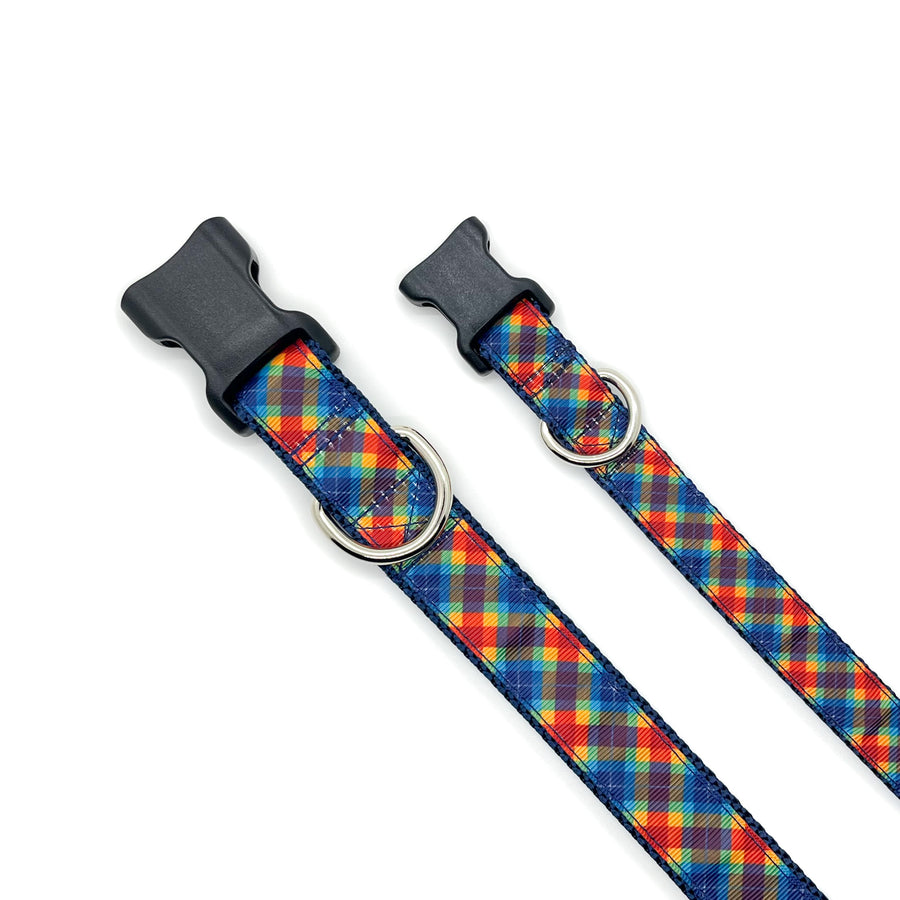 Persnickety Pets: Rainbow plaid dog collar, 2 sizes