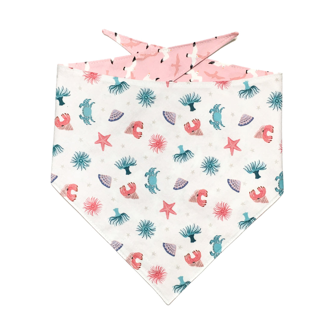 Persnickety Pets: seagulls and sand critters reversible bandana, back