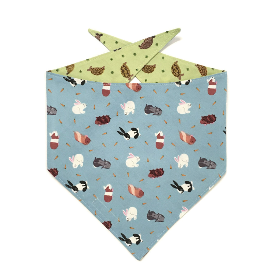 Persnickety Pets: Small friends reversible bandana, bunnies and guinea pigs back 